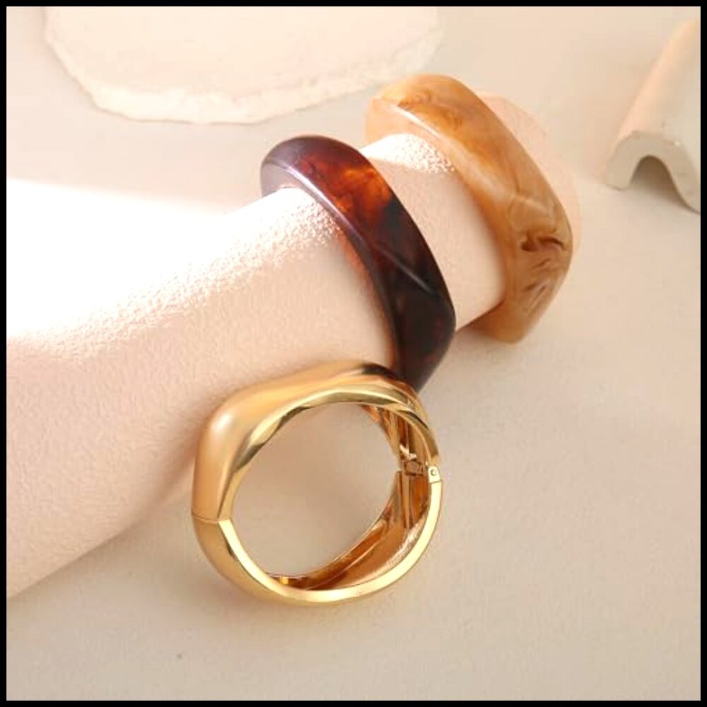 Chunky Acrylic Bangle Bracelets Set Stackable Tre… - image 7